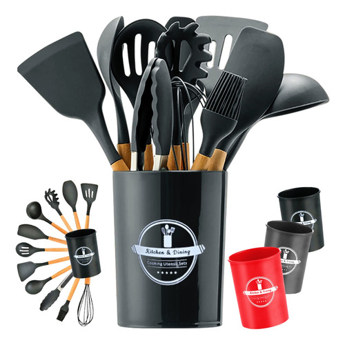 Kit 12 Utensílios De Cozinha Em Silicone Concha Espátula