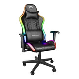 Silla De Escritorio Trust Gxt 716 Rizza Gamer Ergonómica  Negra Con Tapizado De Cuero Sintético