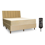 Colchão Massageador 100% Espuma King 1,93x2,03 + Cama Box + Cabeira Cor Bege