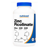 Zinc Picolinato 50mg (240 Cápsulas) Nutricost Hecho En E.u.