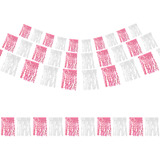 Papel Picado En Plastico Hawaiana Rosa Y Blanco Paq 10 Tiras