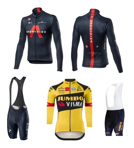 Uniforme Manga Larga Equipos Bicicleta Mtb Gel Ruta Ciclismo