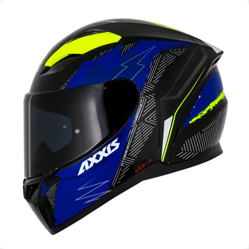 Capacete Axxis Segment Apolo Now C7 Preto Azul Amarelo Flúor