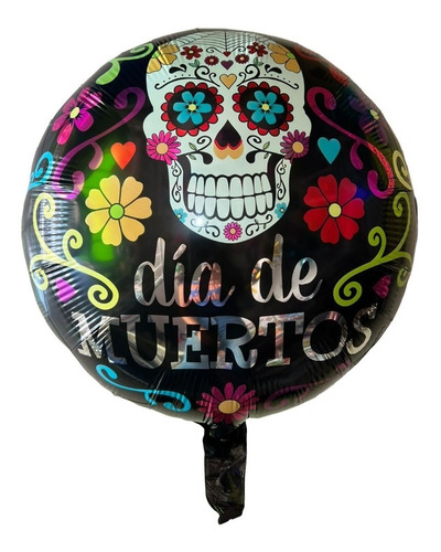 Globo Halloween Dia De Muertos Metalico Helio 5 Piezas 