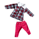 Conjunto Infantil Moletom Pelucia Xadrez Menina