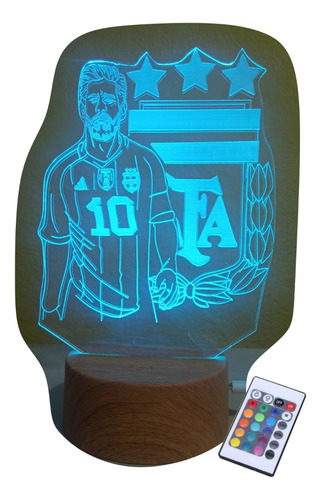 Lampara Led 3d Ilusion Leonel Messi 10 Y Afa Futbol Control