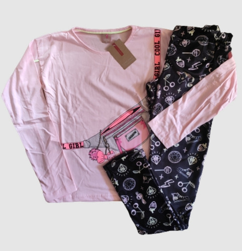 Conjunto Juvenil Inverno Blusa Meia Malha E Calça Fleece