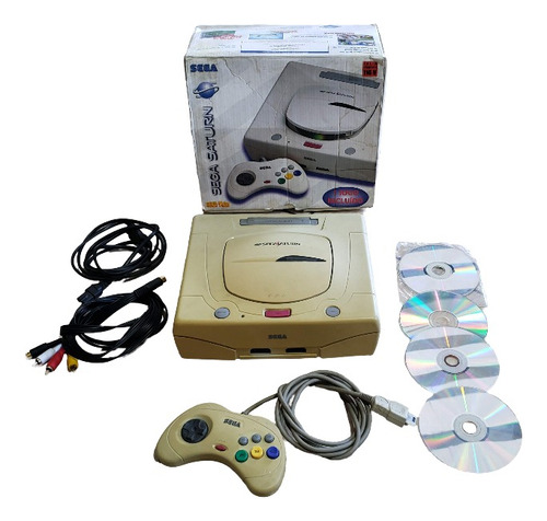 Sega Saturn Branco Na Caixa Com Chip Deestravado Funcionando 100% R1