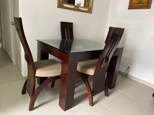 Juego De Comedor Jamar, 4 Sillas, Tela Anti Rasguño