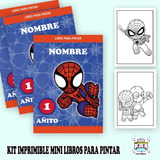 Kit Imprimible Mini Librito  Pintar Colorear Mini Spiderman
