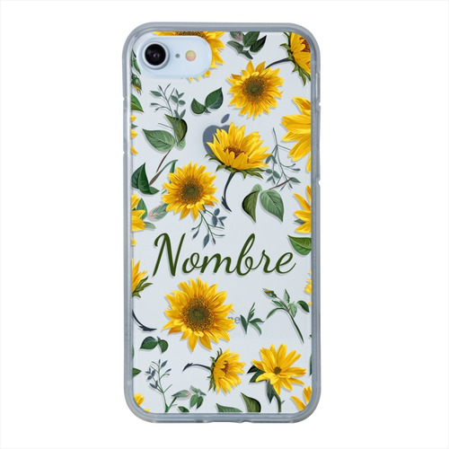 Funda Para iPhone Flores Girasoles Personalizada Tu Nombre