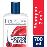  Shampoo Folicure Control Caspa 2 En 1 Para Hombre De 700ml