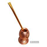 Mate Antiguo Calabaza Con Cobre Y Bombilla Grande 