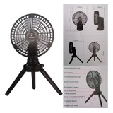 Ventilador De Mesa O Camping Portátil Recargable Con Luz Led