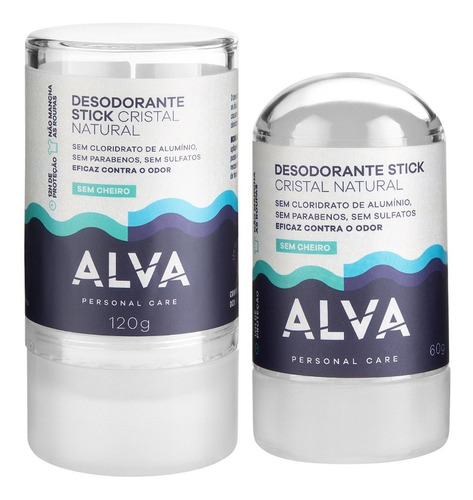 Desodorante Natural Pedra Cristal Alva Alemanha Kit 120g+60g