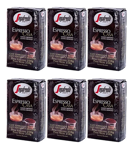 Pack X6 Cafe Molido Espresso Casa X 250 G Segafredo Zanetti