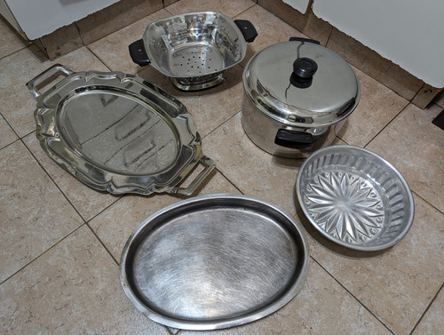 Batería De Acero Inox.- Olla, Colador, Fuente, Bandeja- Leer