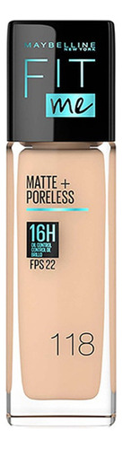 Base Maquillaje Fit Me Matte + Poreless Maybelline Fps 22 