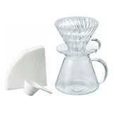 Cafetera Hario Filtro Kit Brewing V60 De Vidrio Con Filtros