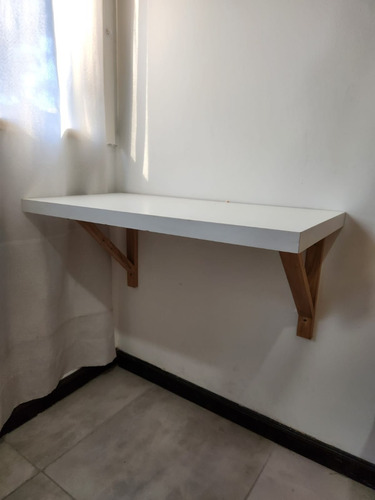 Escritorio Con Mensulas De Madera 80x40 Melamina Blanca