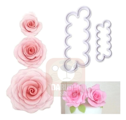 Set X3 Cortantes Rosa Facil Flor Fondant Porcelana Belgrano