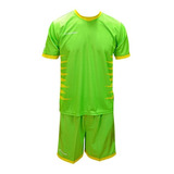 Set Camiseta + Short Ho Soccer Mega Verde Fluor - Amarillo
