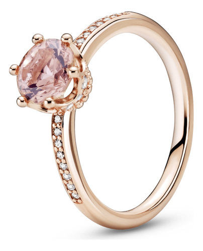 Anillo Pandora Solitario Corona Recubrimiento En Oro Rosa