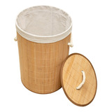 Cesto Organizador Dobravel Redondo Bambu 35cm X 35cm X 50cm