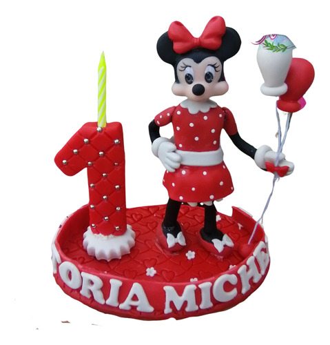 Vela Para Pastel Minnie Mouse Cake Topper Porcelana Fría