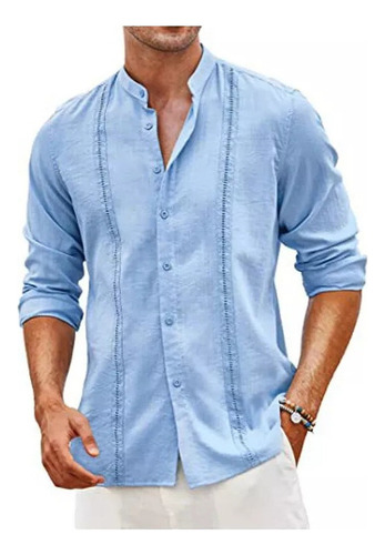 A Camisas De Guayabera Cubana For Hombre, De Lino, Casual,