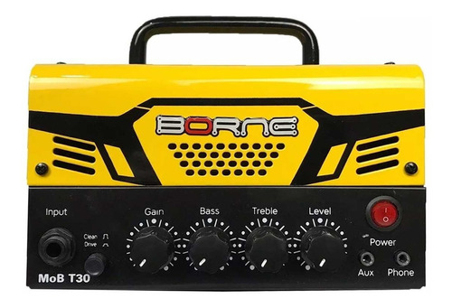 Mini Cabeçote Amplificador Borne Mob T30 Amarelo 30w
