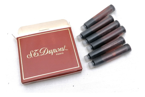 S T Dupont Paris 6 Cartuchos De Tinta Marron 100% Original