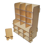 Organizador De Escritorio Con Divisiones - Madera - 6107mdf