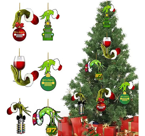 Decoración Del Árbol De Navidad Mano De Elfo Monstruo Verde