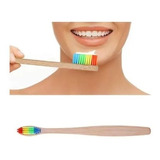 Escova Dental De Bambu Ecológica Colorida Arco Íris Macia