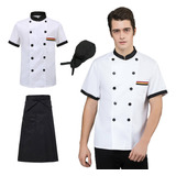 Chaqueta Chef Manga Corta Hombre + Gorro Paliacate + Mandil