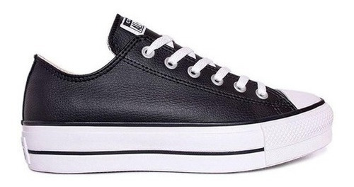 Zapatillas Converse All Star Plataforma Negro Cuero Mujer