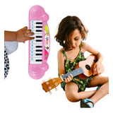 Kit Violao Nylon Brinquedo + Teclado Piano Infantil Presente