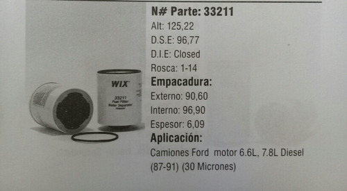 Filtro Wix Disel 33211  Ford L-8000 88-00; Sprinter 04-07. Foto 4