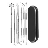 Kit Dental Higiene Acero Inoxidable 6 Piezas. En Caja Negra