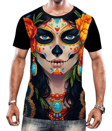 Camiseta Camisa Arte Caveiras Mexicanas Katrina Mortos Hd 9