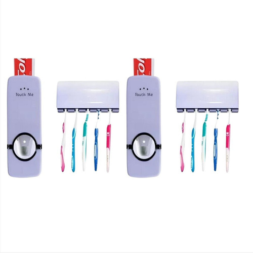 Kit 2 Dispenser Aplicador Creme Dental Suporte Parede Escova