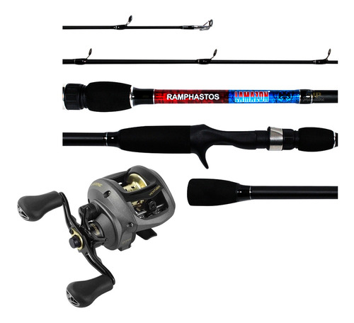 Kit Carretilha Marine 10 Rol + Vara Carbono 1,68m 17 Lbs