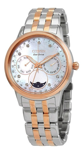 Reloj Lunar Dama Citizen Madre Perla Con Diamantes Fd0006-56