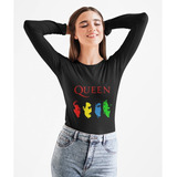 Polera Larga Queen Musica Rock Banda Colorido Estampado