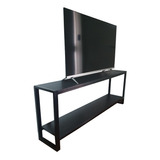 Mesa Tv 65   Led Hierro Madera Industrial 160x30x60 Moderno