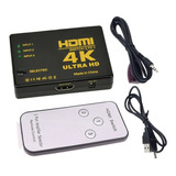 Switch Divisor Hdmi 3x1 Áudio E Vídeo 4k Uhd Com Controle