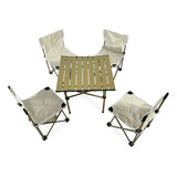 Set Mesa Enrollable Y 4 Silla Camping Pesca