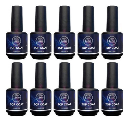 Kit 10 Top Coat Lirió Unhas Led Uv Extra Brilho Gel Acrigel