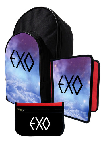 Kit Mochila+ Carpeta+ Cartu De Exo K-pop #430